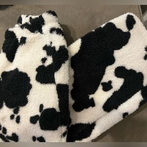 Fuzzy cow pajama pants